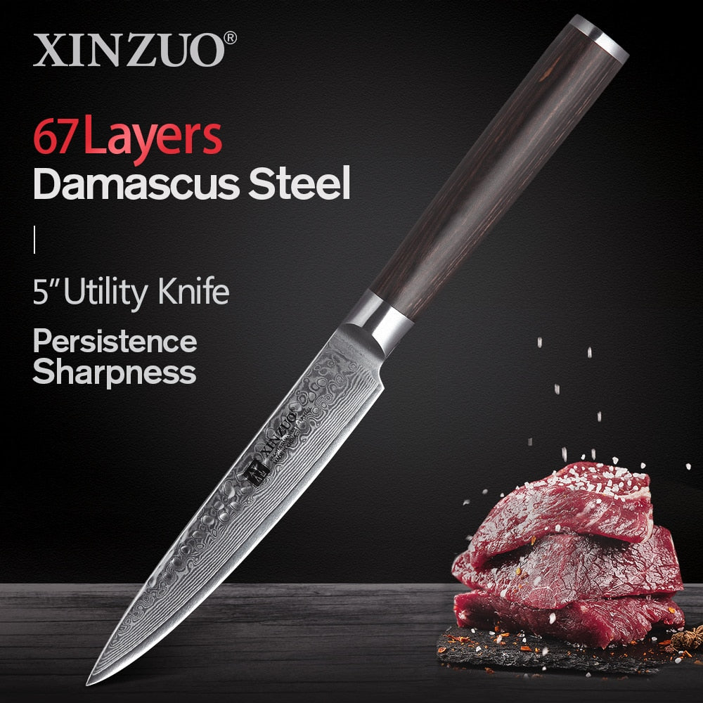 XINZUO - BROWN PAKKA - 1-5 PCS Kitchen Knives Set