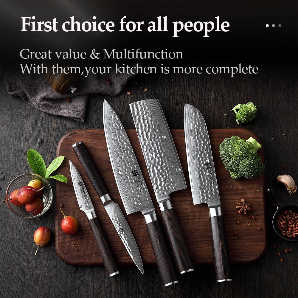 XINZUO - BROWN PAKKA - 1-5 PCS Kitchen Knives Set